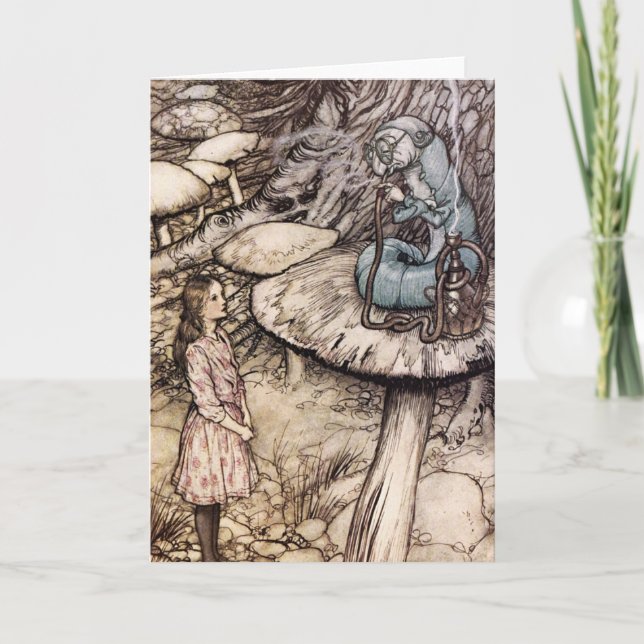 Alice i kort för underlandCaterpillar hälsning (Framsida)