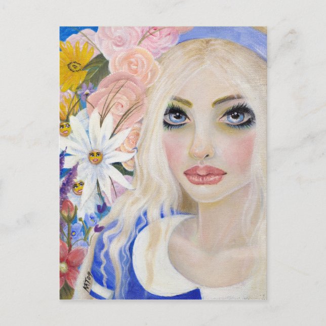 Alice i levande blommors trädgård vykort (Framsida)