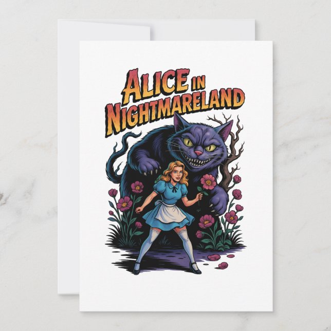 Alice i Mardrömmenland – Mörk Tecknad Film Inbjudningar (Framsida)