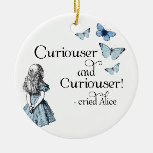 Alice i mer curiouser fjärilsprydnad för underla julgransprydnad keramik
