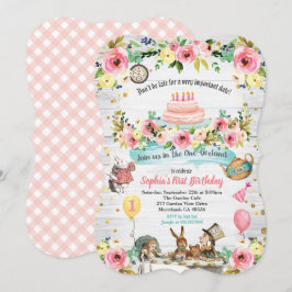 Alice i ONEderland 1:a födelsedag Inbjudningar