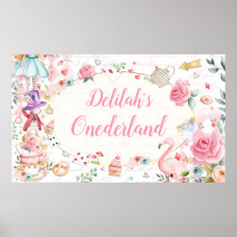 Alice i Onederland 1:a födelsedag Tea Party Banner Poster