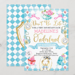 Alice i Onederland 1:a födelsedagen Inbjudan
