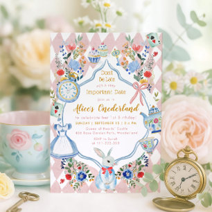 Alice i ONEderland 1:a födelsedagen Inbjudningar
