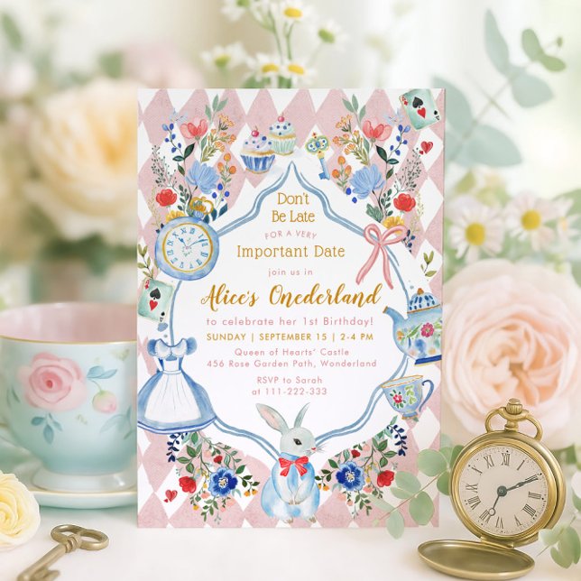 Alice i ONEderland 1:a födelsedagen Inbjudningar (Skapare uppladdad)
