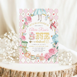 Alice i ONEderland 1:a födelsedagen Mad Tea Party Inbjudningar
