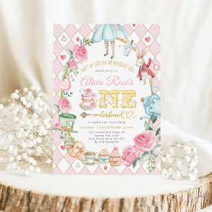 Alice i ONEderland 1:a födelsedagen Mad Tea Party Inbjudningar