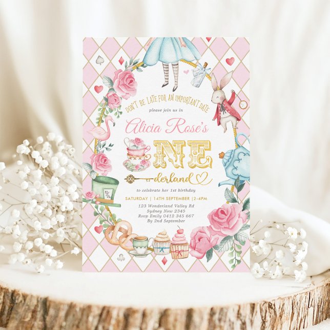 Alice i ONEderland 1:a födelsedagen Mad Tea Party Inbjudningar (Skapare uppladdad)