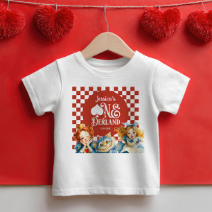 Alice i ONEderland 1-årsdag Namn Flicka T Shirt