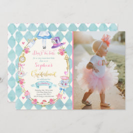 Alice i Onederland Birthday bjudande Tea Party Inbjudningar