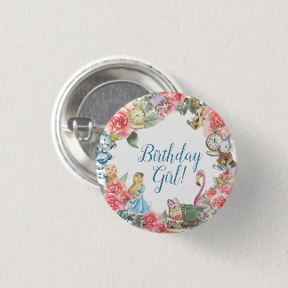 Alice i Onederland Birthday Girl Button Knapp