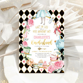 Alice i Onederland Birthday Mad Hatter Tea Party Inbjudningar