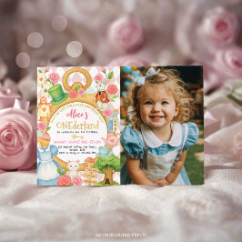 Alice i Onederland Birthday Photo Investigation Inbjudningar
