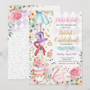Alice i ONEderland Birthday Whimsical Tea Party Inbjudningar