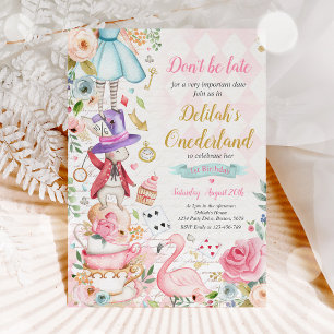 Alice i ONEderland Birthday Whimsical Tea Party Inbjudningar