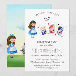 Alice i ONEderland Birthday Whimsical Tea Party Inbjudningar
