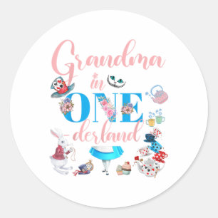 Alice i Onederland-familjefarman på födelsedagen Runt Klistermärke