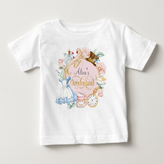Alice i Onederland, flicka 1:a födelsedag Baby T-S T Shirt (Framsida)