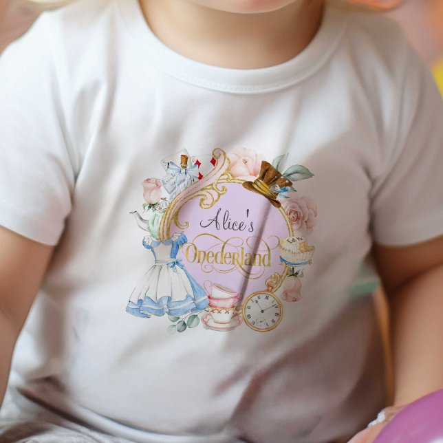 Alice i Onederland, flicka 1:a födelsedag Baby T-S T Shirt (Purple, Alice Onederland, Girl 1st birthday party.)