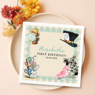 Alice i Onederland Mad Tea 1:a födelsedagen Party Pappersservett