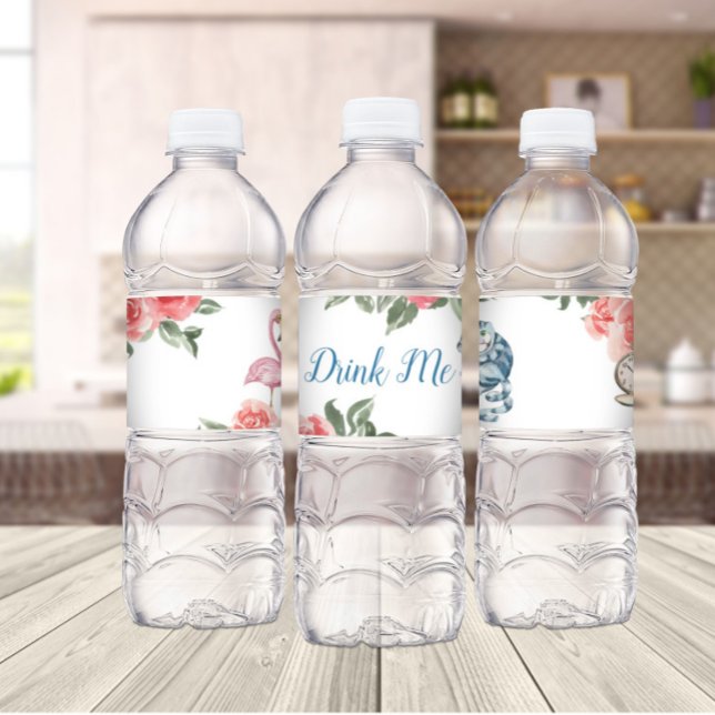 Alice i Onederland Plastic Vattenflaska Label Vattenflaskor Etikett (Alice in Onederland Plastic Water Bottle Label
)
