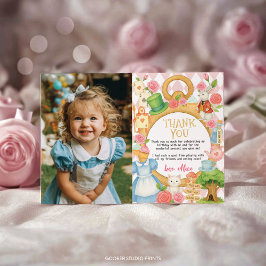 Alice i Onederland Tea Party Birthday Photo Tack Kort