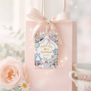 Alice i Onederland Whimsical Birthday Tack Presentetikett