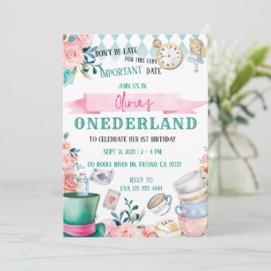 Alice i Onederland Wonderland Birthday-inbjudan Inbjudningar