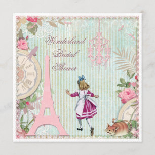 Alice i Paris Chic Wonderland Möhippa Inbjudningar