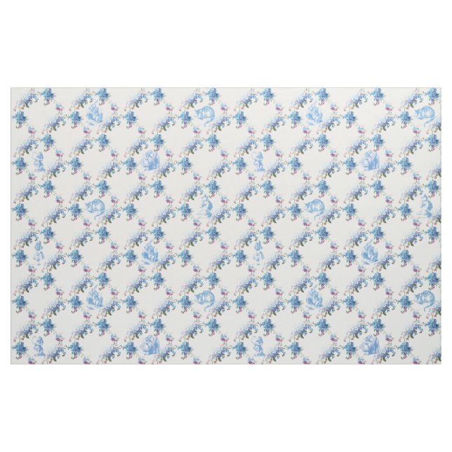Alice i tyg för underlandblåttblommigt (Fat Quarter)