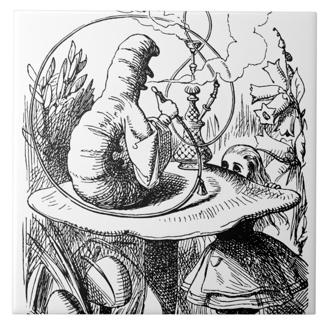 Alice i underland - Alice möter Caterpillar Kakelplatta (Framsidan)