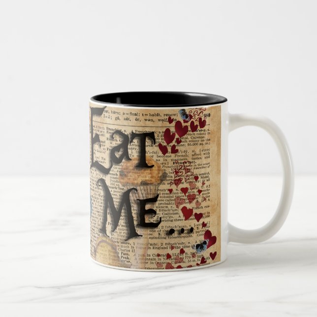 Alice i underland äter mig muffinen Två-Tonad mugg (Höger)