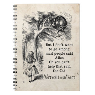 Alice i underland; Cheshire katt med Alice Anteckningsbok Med Spiral