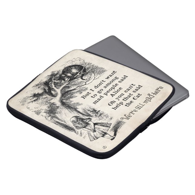 Alice i underland; Cheshire katt med Alice Laptop Sleeve (Framsida topp)