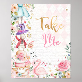 Alice i underland, födelsedagsdecor ta mig tecken poster