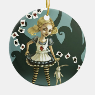 Alice i underland julgransprydnad keramik
