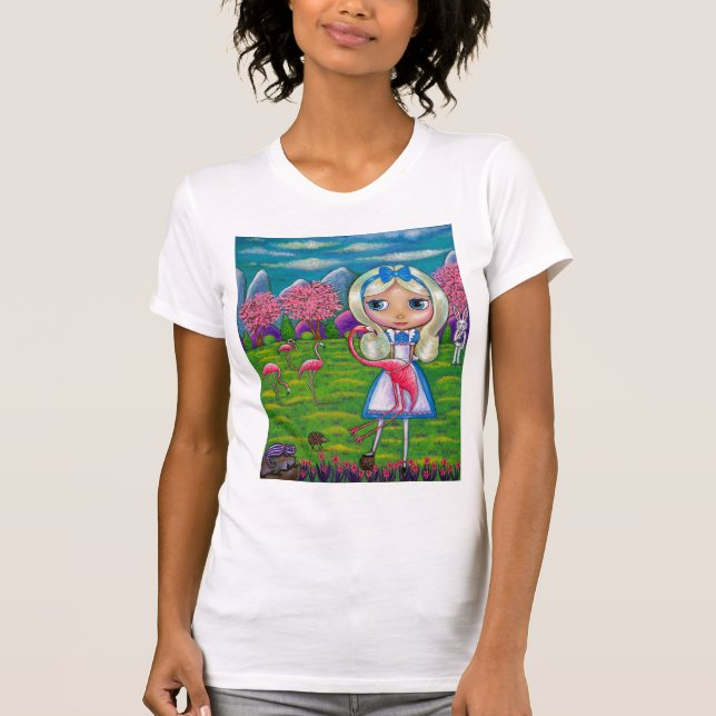 Alice i underland och flamingoesna tee shirt (Framsida)