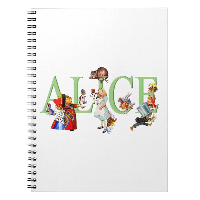 Alice i underland och vänner anteckningsbok med spiral (Framsidan)
