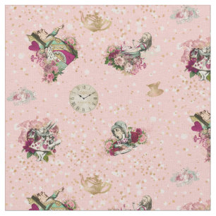Alice i underland på rosor och guld- glitter tyg