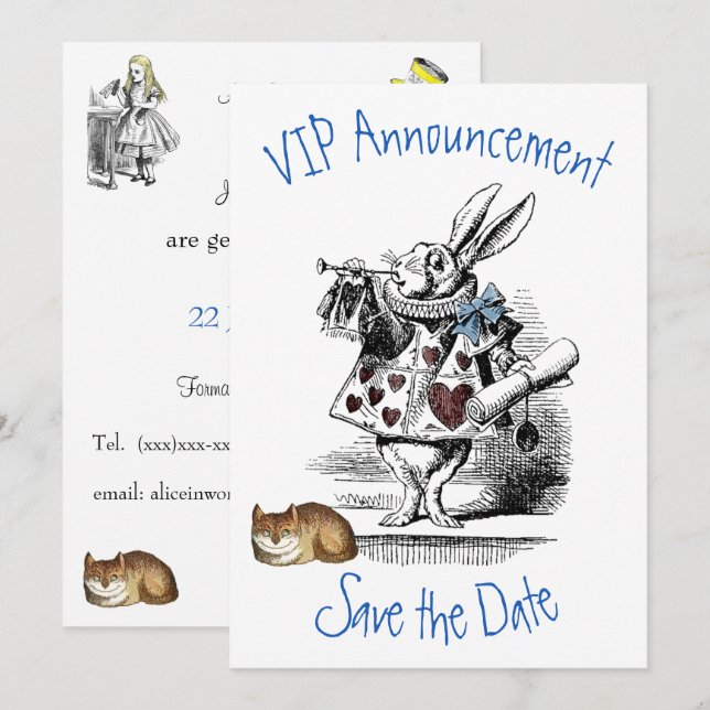 Alice i Underland Save the Date-inbjudan Inbjudningar (Fram/baksida)