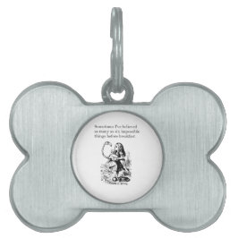 Alice i underland, "sex omöjliga saker", namnbricka husdjur