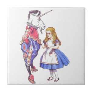 Alice i underland & unicornen belägger med tegel kakelplatta