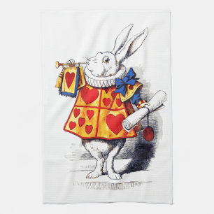 Alice i underland vitkaninen vid Tenniel Kökshandduk