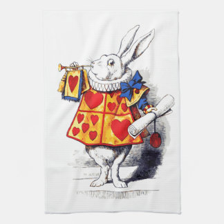 Alice i underland vitkaninen vid Tenniel Kökshandduk