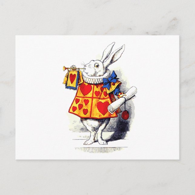 Alice i underland vitkaninen vid Tenniel Vykort (Framsida)