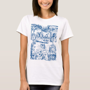 Alice i underlandblått & vit sliter t-shirt