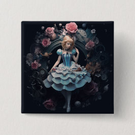 Alice i underlandet 15 cm Square Badge Knapp