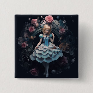 Alice i underlandet 15 cm Square Badge Knapp