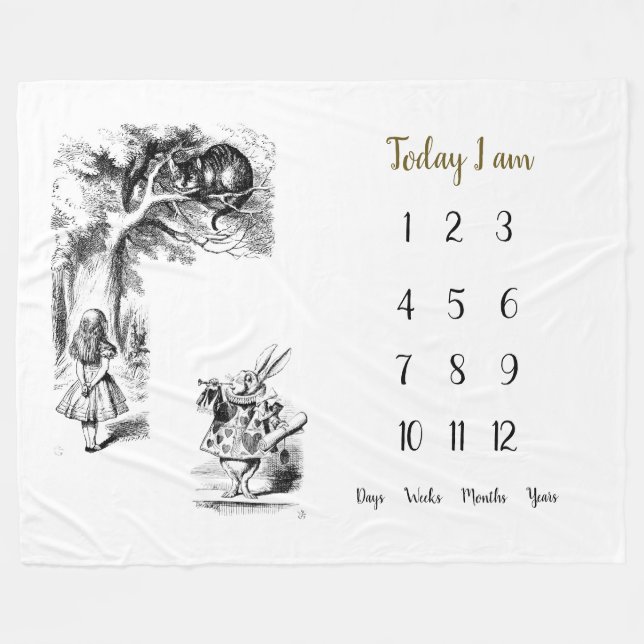 Alice i underlandet Baby 1:a milstolpen    Fleecefilt (Framsidan (Horisontell))