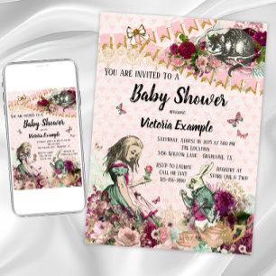 Alice i Underlandet Baby Shower-inbjudningar Inbjudningar